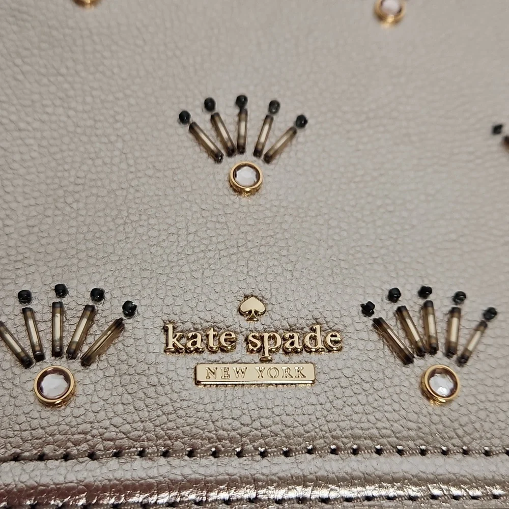 Kate Spade Patterson Drive Embellished Maisie Metallic Blush Crossbody Bag - Picture 5 of 11